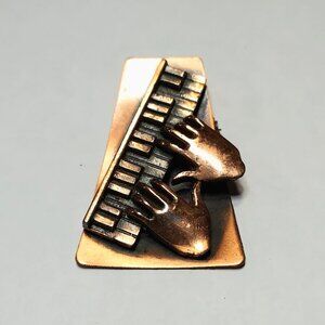 Vintage Keyboard Hands Copper Brooch Pin